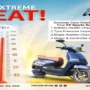 Blue EV Sports electric scooter with a summer maintenance checklist highlighting battery health, tyre pressure, brake system, and motor inspection for safe riding in hot weather.