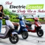EV Sports electric scooters displayed in multiple colors, showcasing stylish, eco-friendly models designed for comfortable and cost-effective daily commuting in India.