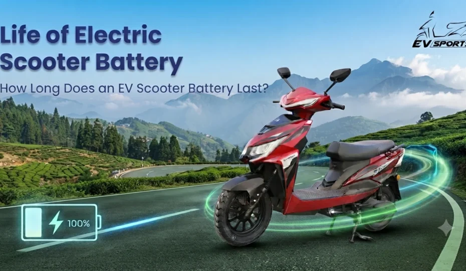 Electric scooter battery life and EV scooter battery on road